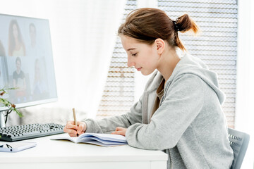 Girl studying at home