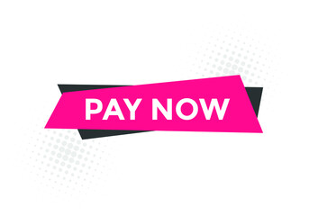 Pay Now button. Pay Now text web banner template. Sign icon banner
