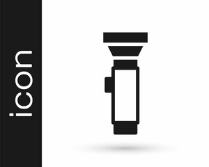 Black Flashlight icon isolated on white background. Vector