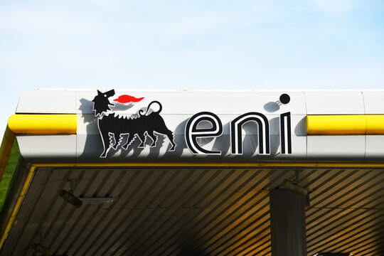 Bonn, North Rhine-Westphalia, Germany - May 15, 2022: Eni petrol station in Bonn, Germany - Eni is an Italian multinational oil and gas company headquartered in Rome