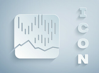 Obraz premium Paper cut Northern lights icon isolated on grey background. Paper art style. Vector