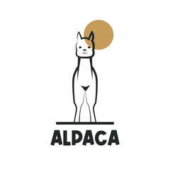 Simple illustration logo bold line alpaca animal