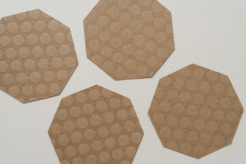 four brown octagonal shapes - obrazy, fototapety, plakaty