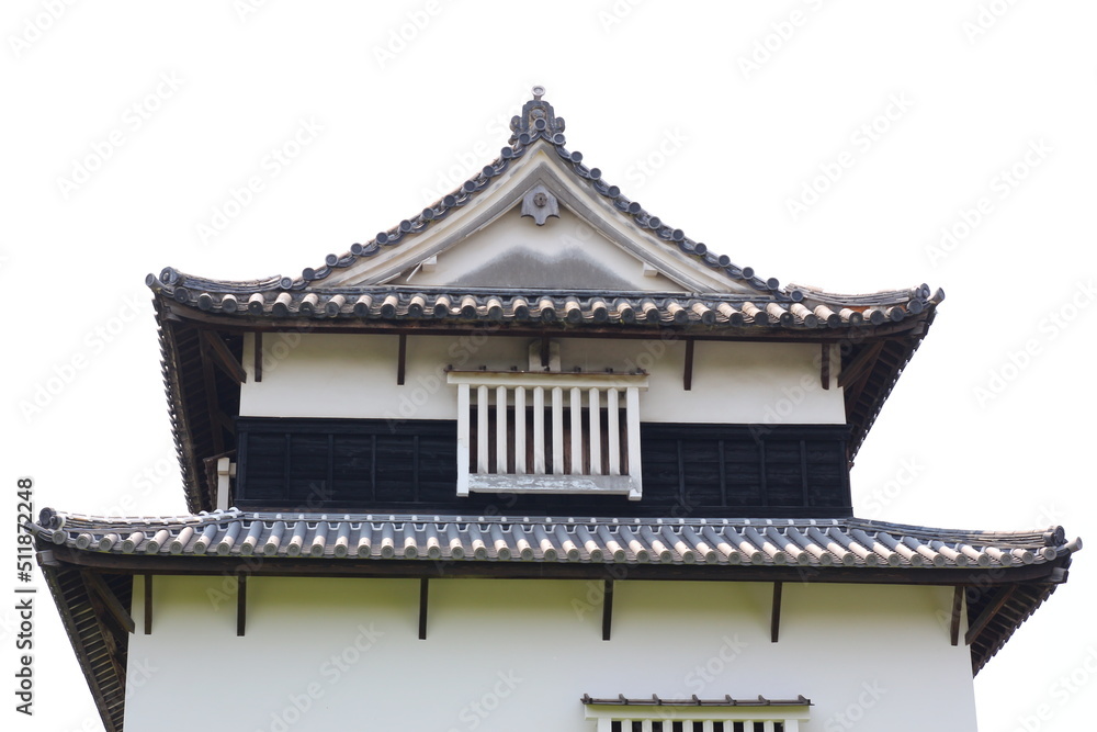 Wall mural 緑に囲まれた福岡城跡。石垣や塀などの歴史的建造物。福岡城は舞鶴公園と大濠公園にある。日本、福岡県