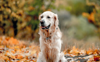 Golden retriever dog in park