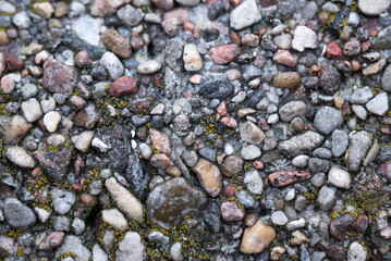 Stone texture with colorful rocks, close up