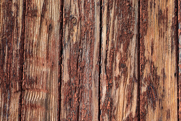 Texture of old brown wooden plank  fence