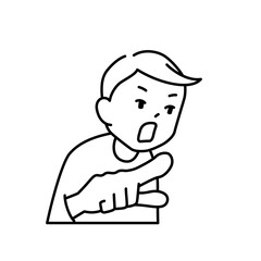 「それな」と言う（指をさして何かを指摘する）男性のイラスト（白背景・ベクター・切り抜き）