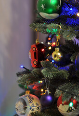 christmas tree with bright decorations