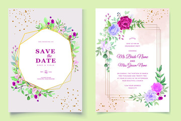 Luxury floral decorated wedding invitation card design