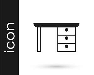 Black Office desk icon isolated on white background. Vector