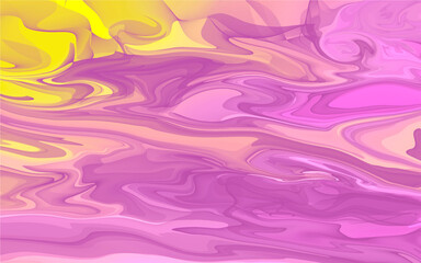 yellow lilac pink abstract liquid marble pattern vector illustration