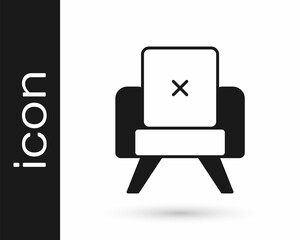 Black Armchair icon isolated on white background. Vector
