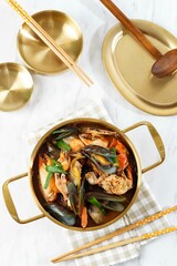 Korean Soup Jjampong, Seafood Spicy Red Soup, Chinese Food