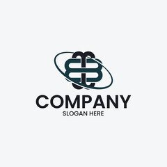 Vector template of letter B or BB logo with orbital spin. suitable for technology, network, connection, communication etc.