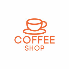 coffee shop logo Design vector monoline style