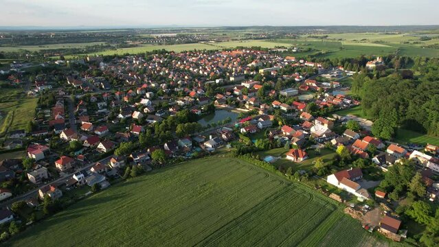 Czechia. Lany. Beautiful views of the village of Lany,  beautiful views from the drone. Video 4k
