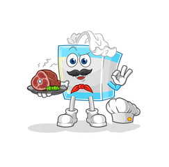 tissue box chef with meat mascot. cartoon vector