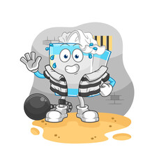tissue box criminal in jail. cartoon character