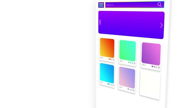 Beautiful Design Interface of Modern Web Homepage with Gradient Color Palette Website UI Template. 4K 3D Animation with copy space. High Quality Video