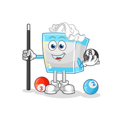 tissue box plays billiard character. cartoon mascot vector