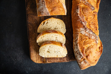 bread baguette fresh healthy meal food snack diet on the table copy space food background rustic top view