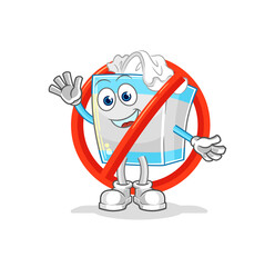 say no to tissue box mascot. cartoon vector