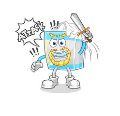 tissue box knights attack with sword. cartoon mascot vector