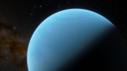 Naklejka na ściany i meble super-earth planet, realistic exoplanet, planet suitable for colonization, earth-like planet in far space, planets background 3d render 