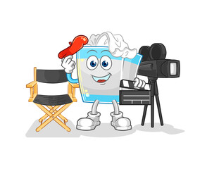 tissue box director mascot. cartoon vector