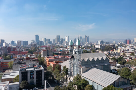 aerial image of the Museo Universitario del Chopo