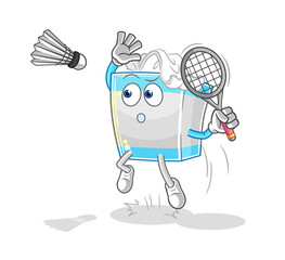 tissue box smash at badminton cartoon. cartoon mascot vector