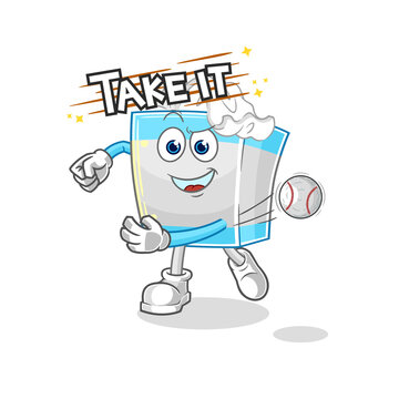 tissue box throwing baseball vector. cartoon character
