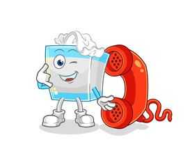 tissue box call mascot. cartoon vector