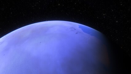 super-earth planet, realistic exoplanet, planet suitable for colonization, earth-like planet in far space, planets background 3d render
