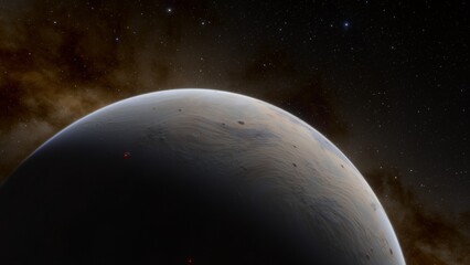 super-earth planet, realistic exoplanet, planet suitable for colonization, earth-like planet in far space, planets background 3d render
