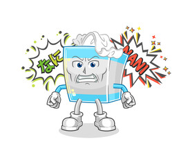 tissue box anime angry vector. cartoon character
