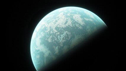 super-earth planet, realistic exoplanet, planet suitable for colonization, earth-like planet in far space, planets background 3d render
