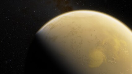 Fototapeta premium super-earth planet, realistic exoplanet, planet suitable for colonization, earth-like planet in far space, planets background 3d render 