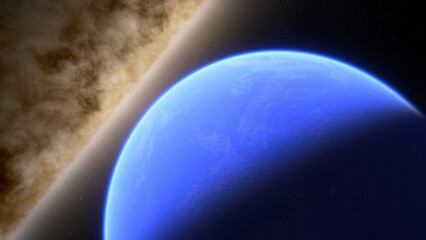 Planets and galaxy, science fiction wallpaper. Beauty of deep space. Billions of galaxy in the universe Cosmic art background 3d render
