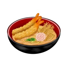 Shrimp ramen with soft tempura noodles