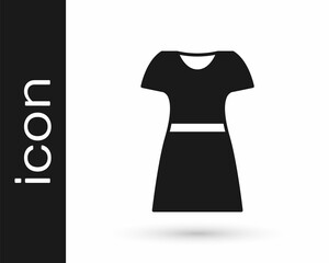 Black Woman dress icon isolated on white background. Clothes sign. Vector
