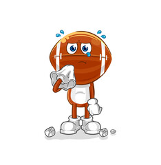 Fototapeta premium rugby head cry with a tissue. cartoon mascot vector