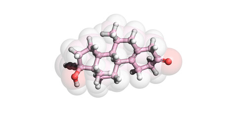 Tibolone, anticancer drug, 3D molecule
