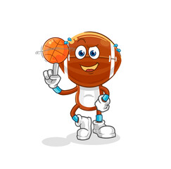 rugby head playing basket ball mascot. cartoon vector