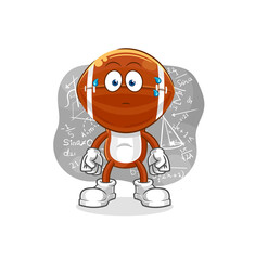 rugby head thinking hard vector. cartoon character