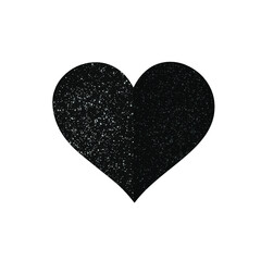 heart playing card suit with glitter black