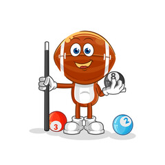 rugby head plays billiard character. cartoon mascot vector