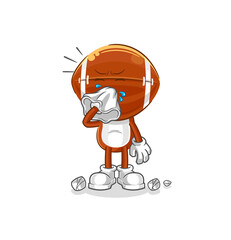 Fototapeta premium rugby head blowing nose character. cartoon mascot vector