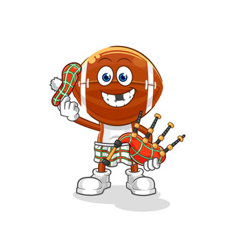 recommend clip art: rugby head scottish with bagpipes vector. cartoon character